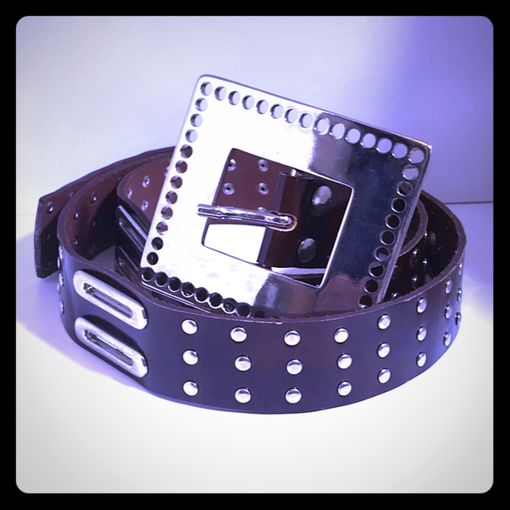 Unique Silver /Brown Glazed Genuine Leather Belt